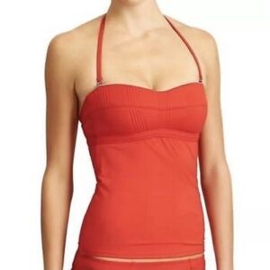 Athleta Textured Bandeau Tankini Top Saffron Red Size XXS